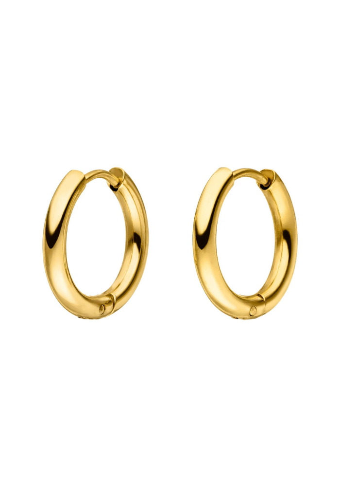 BOUCLES D'OREILLES CRÉOLES SIMPLES - Plaqué or 18 carats - 1,4 cm - Fabriqué en Allemagne