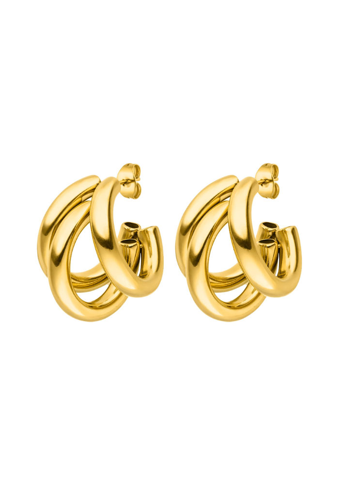 Boucles d'oreilles triples plaquées or 18 carats - Fabriquées en Allemagne