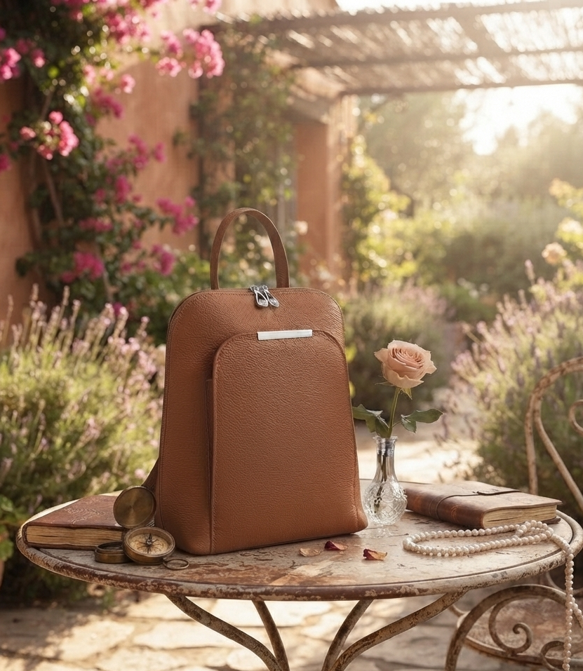 OLÍVIA GENUINE LEATHER BACKPACK FOR WOMEN. MADE IN ITALY