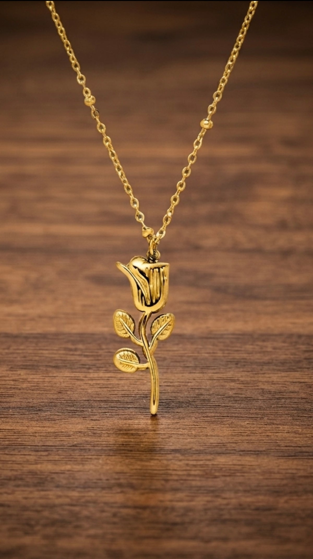 COLLIER ROSE | Plaqué or 18 carats - Fabriqué en Allemagne