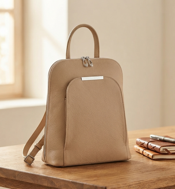 SAC À DOS OLIVIA EN CUIR VÉRITABLE POUR FEMMES.FABRIQUÉ EN ITALIE