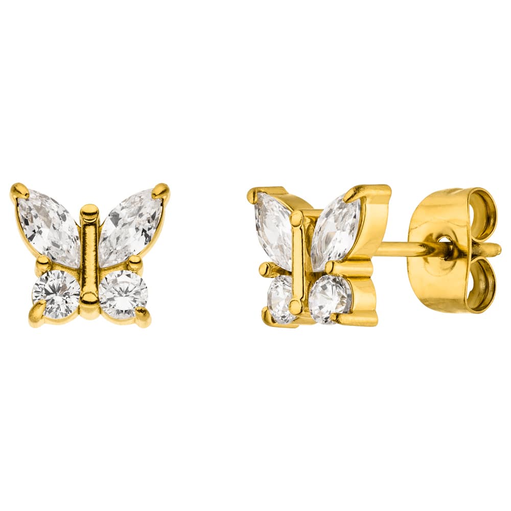 GLIMMEREND BUTTERFLY OORBELLS 18K verguld - Gemaakt in Duitsland