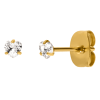 SHINY HEART EARRINGS WITH STONE - 18K gold plated - 5 mm - Made in Germany
