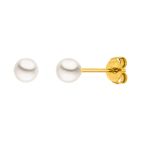 BRINCOS DE PÉROLA - Banhados a ouro 18K / 6mm - Fabricado em Alemanha