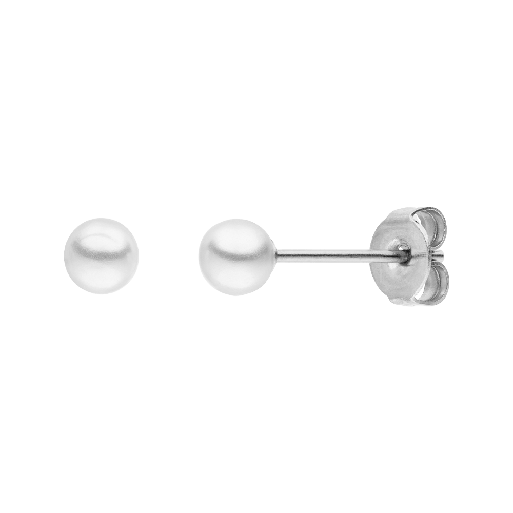 BOUCLES D'OREILLES EN PERLE - Plaqué or 18 carats / 6mm - Fabriquées en Allemagne