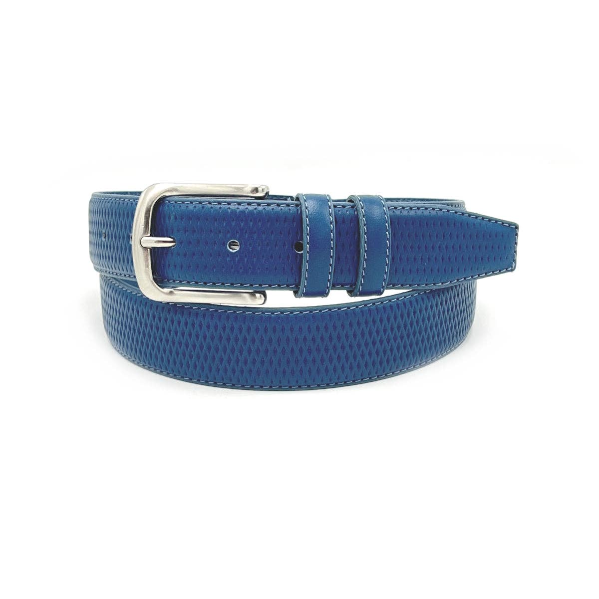 UNISEX GENUINE LEATHER EMBOSSED BELT. Made in Italy.