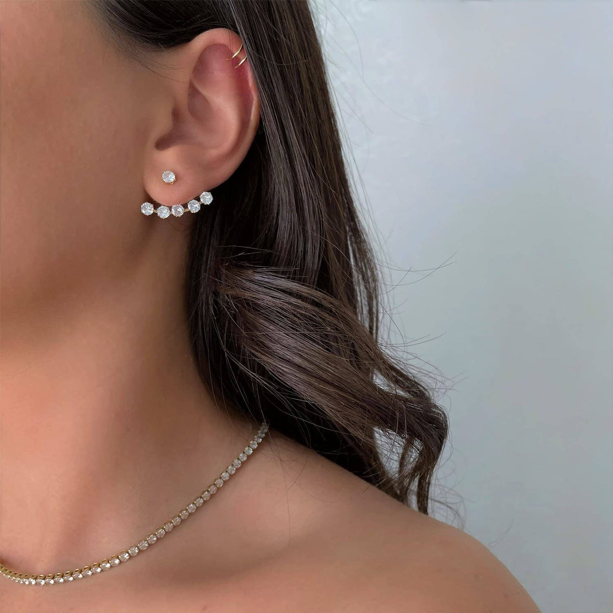 BOUCLES D'OREILLES EAR JACKET PIERRES DE ZIRCONIA modernes Rania - Fabriquées en Allemagne