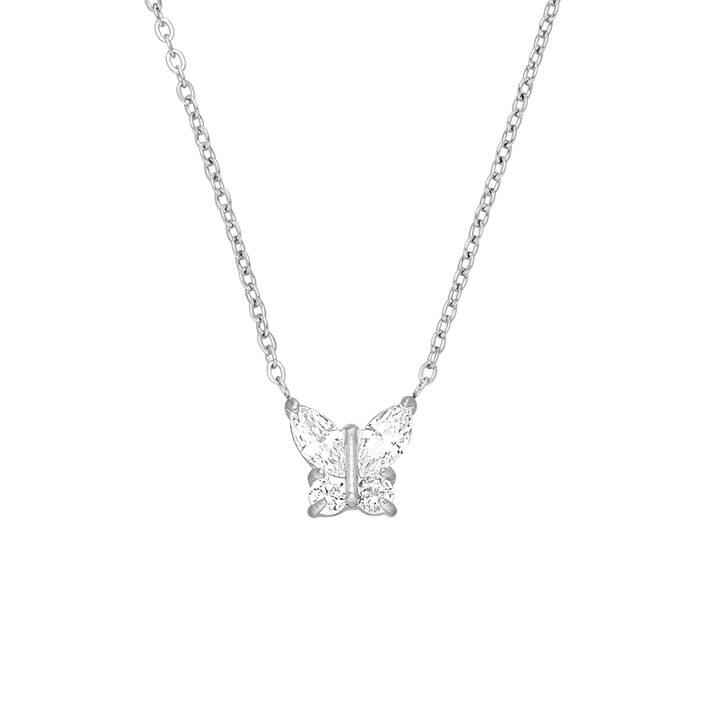 COLLIER PAPILLON ÉTINCELANT | Plaqué Or 18K. Fabriqué en Allemagne