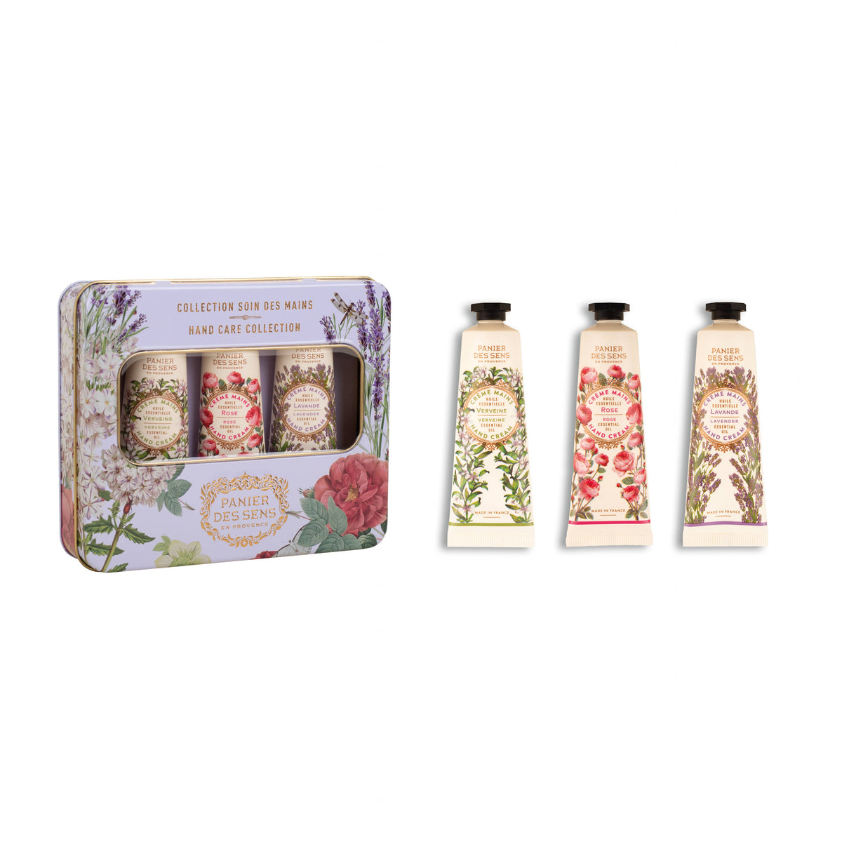 HANDS KIT -PREMIUM- METAL BOX Lavender, Rose, Verbena. Made in France