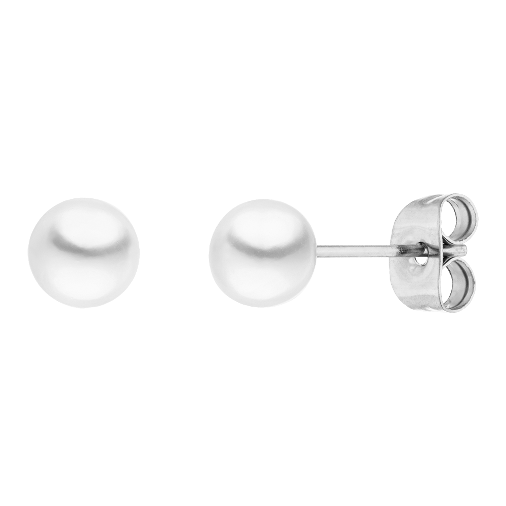 BOUCLES D'OREILLES EN PERLE - Plaqué or 18 carats / 6mm - Fabriquées en Allemagne