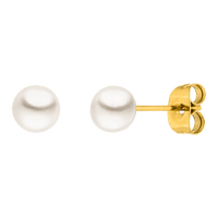 BRINCOS DE PÉROLA - Banhados a ouro 18K / 6mm - Fabricado em Alemanha