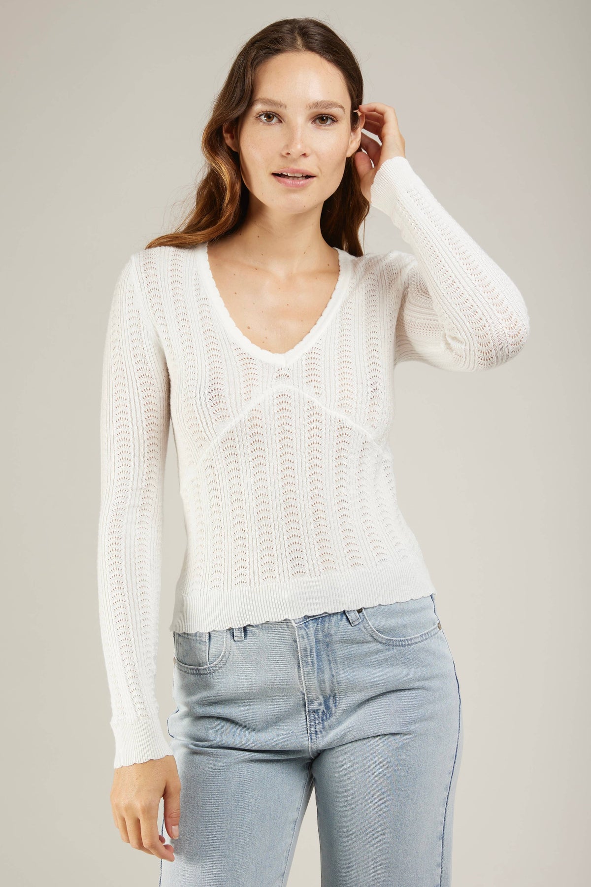 DELICATE OPENWORK LACE SWEATER