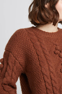 Pinocchio sweater with braids and brown and white pom-poms - Andy & Lucy Paris