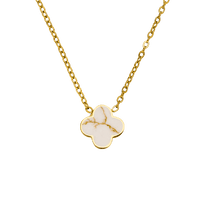 WHITE AND GOLD CLOVER NECKLACE with 18K gold plating - Made in Germany