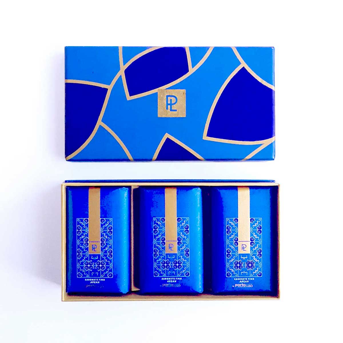 SOAP PORTO LUSO BOX 03 SOAPS AZULEJOS, Argan Flower scent, revitalising, moisturising, with a soft and delicate texture. Not tested on animals