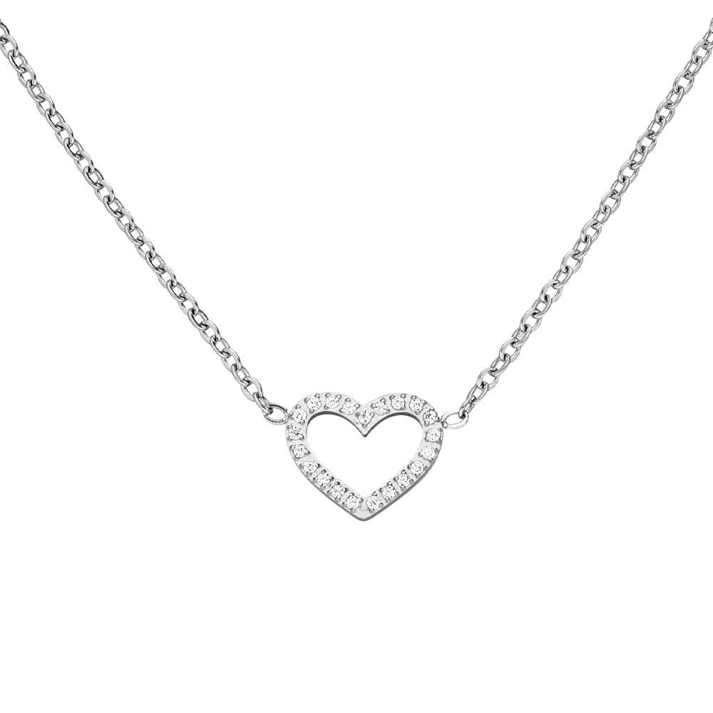 COLLIER CŒUR OXYDES DE ZIRCONIUM plaqué or 18 carats - Fabriqué en Allemagne