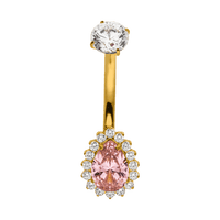 PINK ELEGANCE BELLY BUTTON RING ROSE Titanium: Gold - Made in Germany.