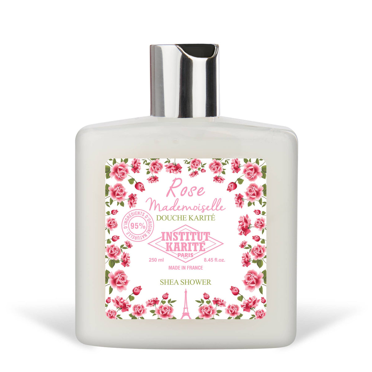 GEL DOUCHE BEURRE DE KARITÉ MADEMOISELLE ROSE. 250 mL. Fabriqué en France
