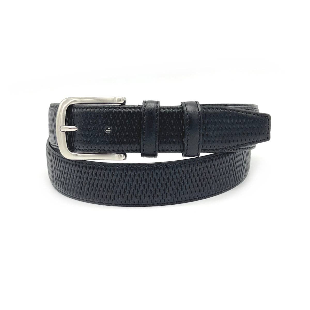 UNISEX GENUINE LEATHER EMBOSSED BELT. Made in Italy.