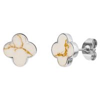 WHITE CLOVER EARRINGS with 18K gold plating - Made in Germany