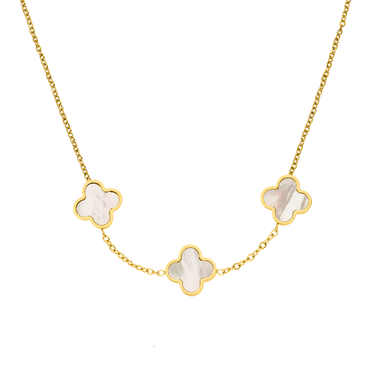 COLAR TRÊA TREVOS Banhado a Ouro 18K - Fabricado em Alemanha.