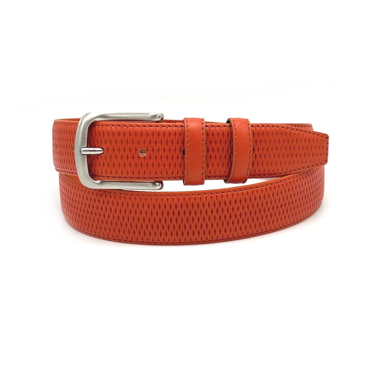 UNISEX GENUINE LEATHER EMBOSSED BELT. Made in Italy.
