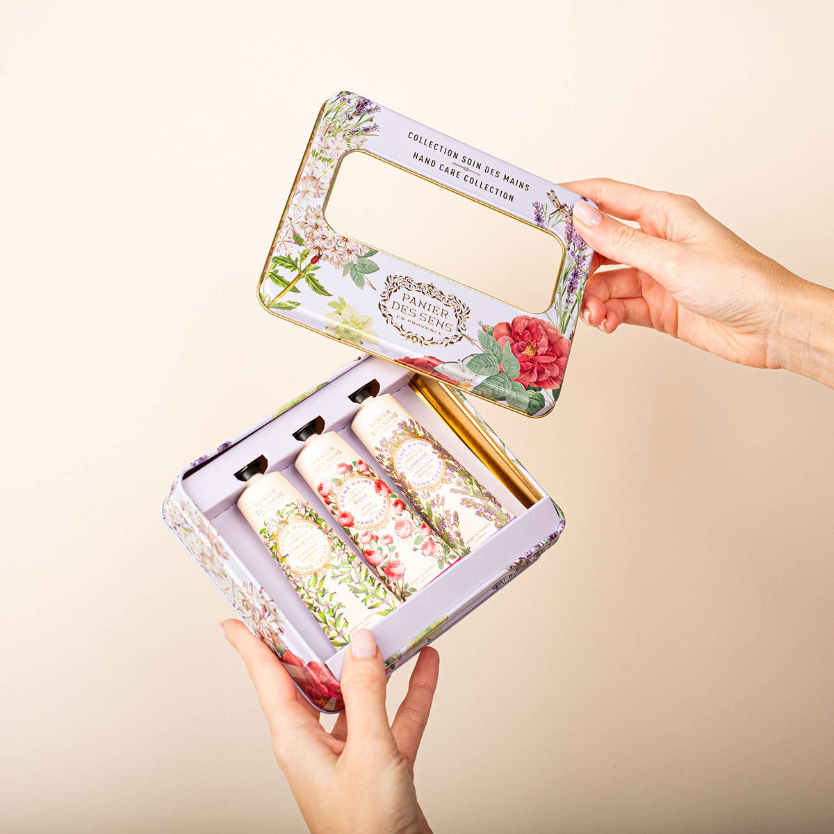 HANDS KIT -PREMIUM- METAL BOX Lavender, Rose, Verbena. Made in France