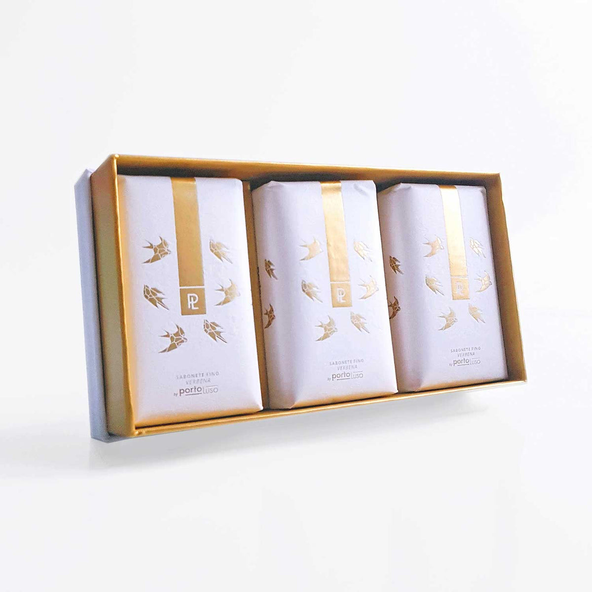 PORTO LUSO SOAP BAR BOX 03 Andorinhas SOAP BARS. Citrus Verbena scent, delicate lather and relaxing aroma, rich in 100% pure vegetable olive oil, for a unique softness. Not tested on animals