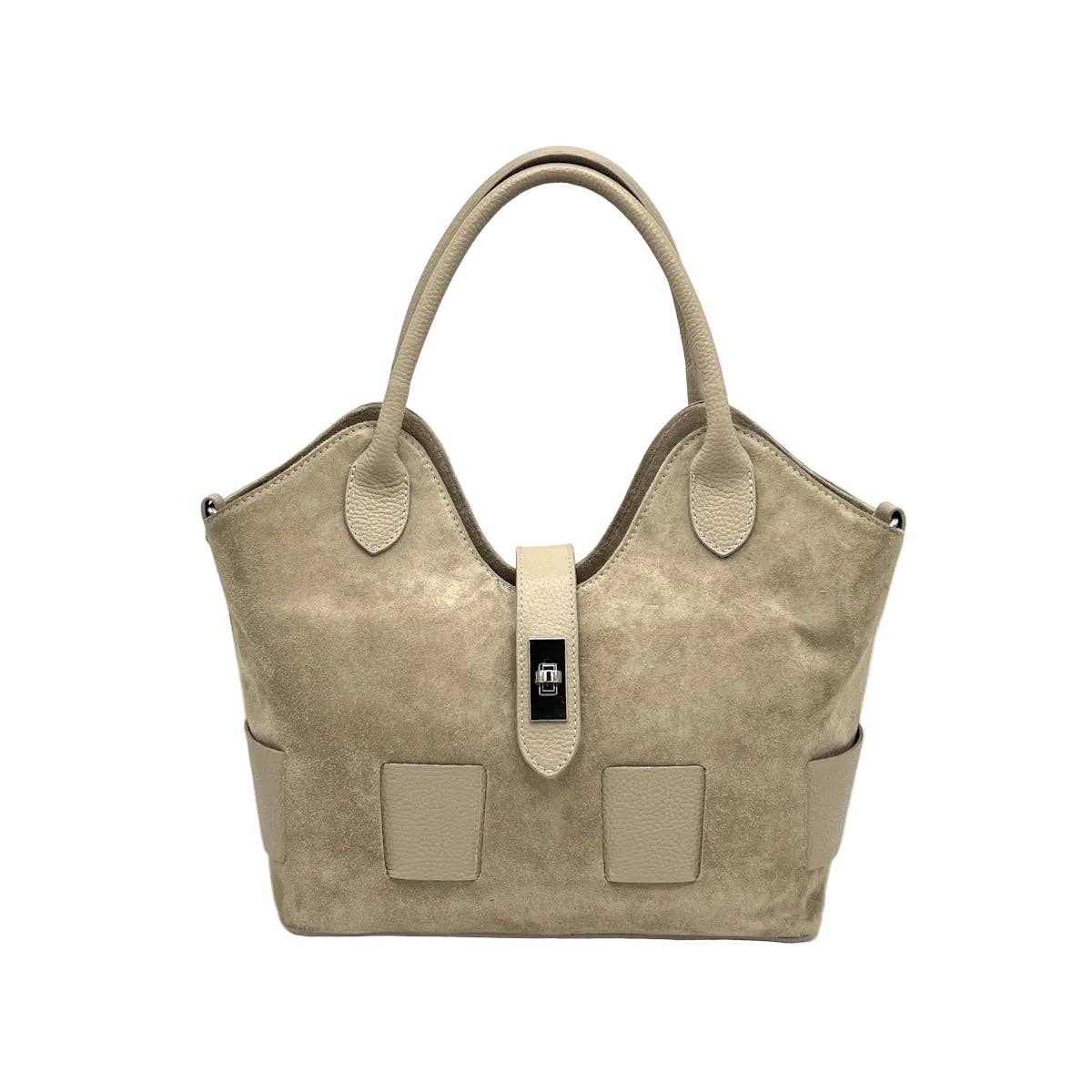 SAC BRIGITTE EN CUIR SUÉDÉ AVEC BANDOULIÈRE.FABRIQUÉ EN ITALIE