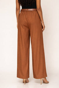 Fluid, elegant cut trousers with pockets and belt - Acacia Paris