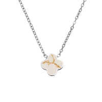 WHITE AND GOLD CLOVER NECKLACE with 18K gold plating - Made in Germany