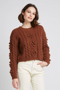 Pinocchio sweater with braids and brown and white pom-poms - Andy & Lucy Paris