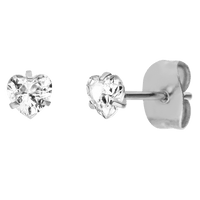 SHINY HEART EARRINGS WITH STONE - 18K gold plated - 5 mm - Made in Germany
