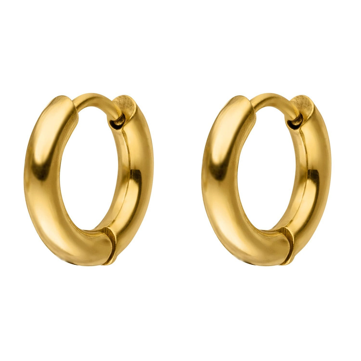 BOUCLES D'OREILLES CRÉOLES SIMPLES - Plaqué or 18 carats - 1,4 cm - Fabriqué en Allemagne