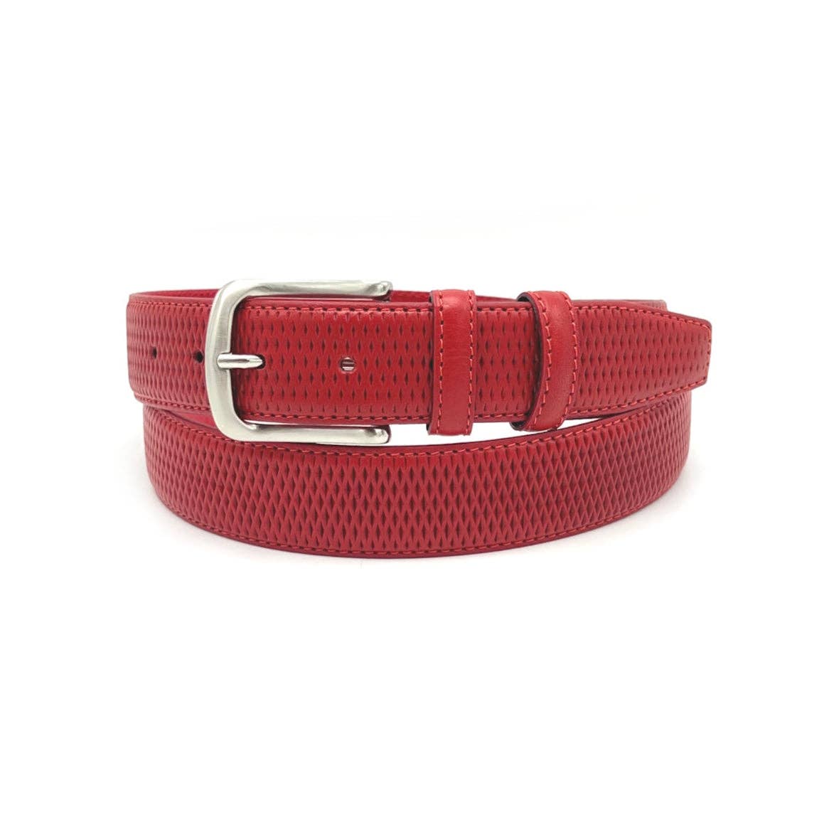 UNISEX GENUINE LEATHER EMBOSSED BELT. Made in Italy.