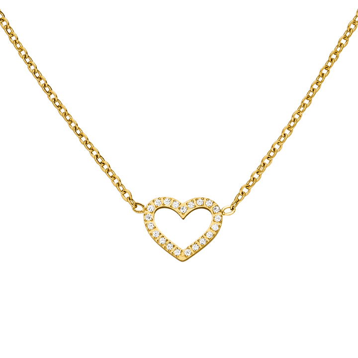 COLAR CORAÇÃO ZIRCÔNIA com banho de ouro 18K - Fabricado em Alemanha